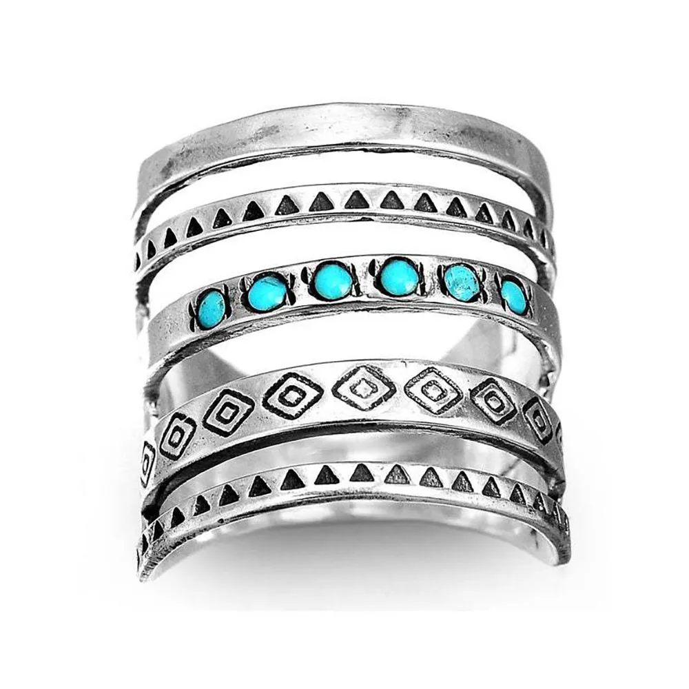В богемном стиле камень инкрустированные палец армированное кольцо для женщин