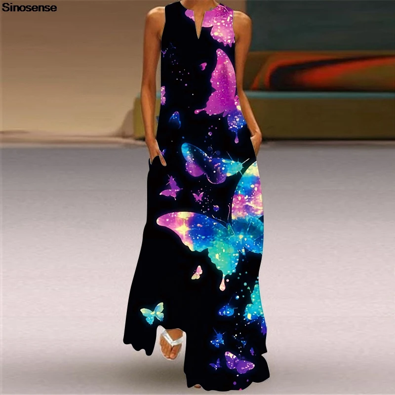 Chiffon Long Dress Women Butterfly Print Vintage Loose Summer Boho Dress Sexy Sleeveless Tank Holiday Beach Party Maxi Dress 5XL
Chiffon Long Dress Women Butterfly Print Vintage Loose Summer Boho Dress Sexy Sleeveless Tank Holiday Beach Party Maxi Dress 5XL