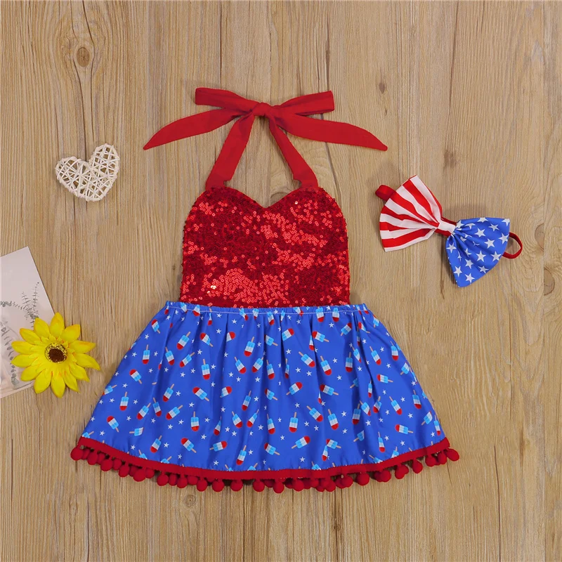 2Pcs Baby Independence Day Outfit, Sequin Ice Cream Print Halter Neck Romper Skirt + Hairband for Toddler Girls, 0-24 Months
2Pcs Baby Independence Day Outfit, Sequin Ice Cream Print Halter Neck Romper Skirt + Hairband for Toddler Girls, 0-24 Months
