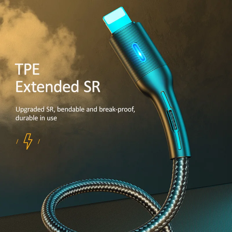 USAMS USB кабель для iPhone 11Pro Max xs 8 7 6 6s Plus Smart power off Lighting Data нейлоновый провод Быстрая