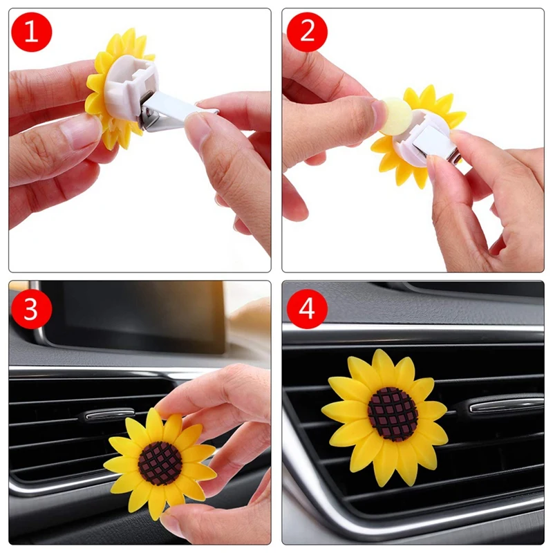 4 Pcs Car Sunflower Accessories Car Air Freshener Sunflower Air Vent Clips Air Vent Decorations Perfume for Cars
4 Pcs Car Sunflower Accessories Car Air Freshener Sunflower Air Vent Clips Air Vent Decorations Perfume for Cars
