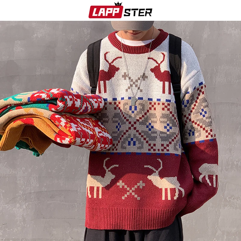 LAPPSTER Men Christmas Elk Harajuku Knitted Sweater 2022 Mens Winter Oversized Vintage Knit Sweater Man Y2k Pullovers Free Scarf
LAPPSTER Men Christmas Elk Harajuku Knitted Sweater 2022 Mens Winter Oversized Vintage Knit Sweater Man Y2k Pullovers Free Scarf