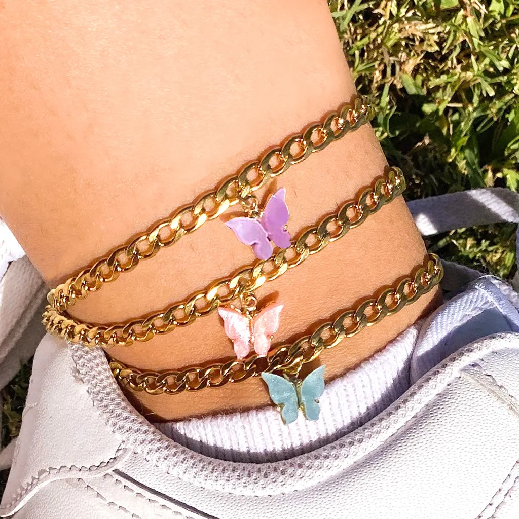 Fashion Cute Butterfly Pendant Anklets for Women Gold Color Chain Ankle Bracelet on Leg 2020 Bohemian Beach Foot Jewelry
Fashion Cute Butterfly Pendant Anklets for Women Gold Color Chain Ankle Bracelet on Leg 2020 Bohemian Beach Foot Jewelry