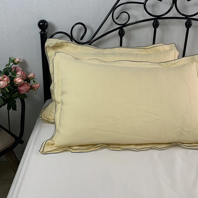 

Pure Linen Pillowcase 1 Piece 100% French Natural Washed Flax Bedding Pillow Cases Pillowcovers Soft Breathable Anti-Mite TJ6986