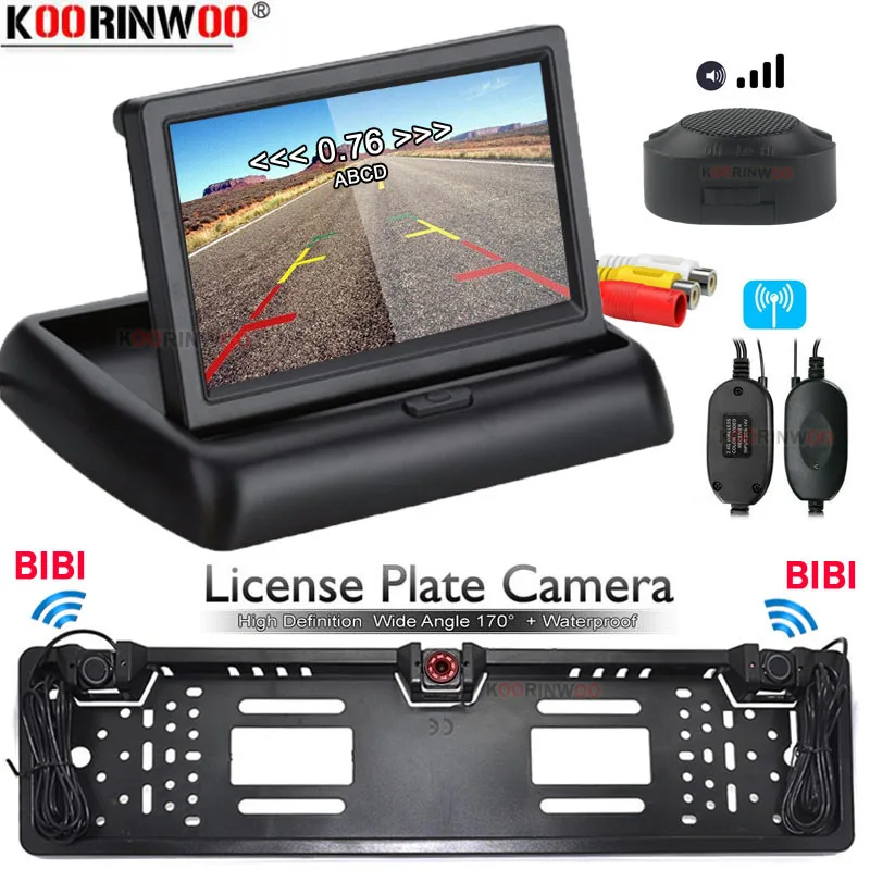 Koorinwoo Wireless European Frame For Number Car Camera Waterproof Parking Sensor 2 Radars Detector Folding Monitor NO Drill 12V
Koorinwoo Wireless European Frame For Number Car Camera Waterproof Parking Sensor 2 Radars Detector Folding Monitor NO Drill 12V