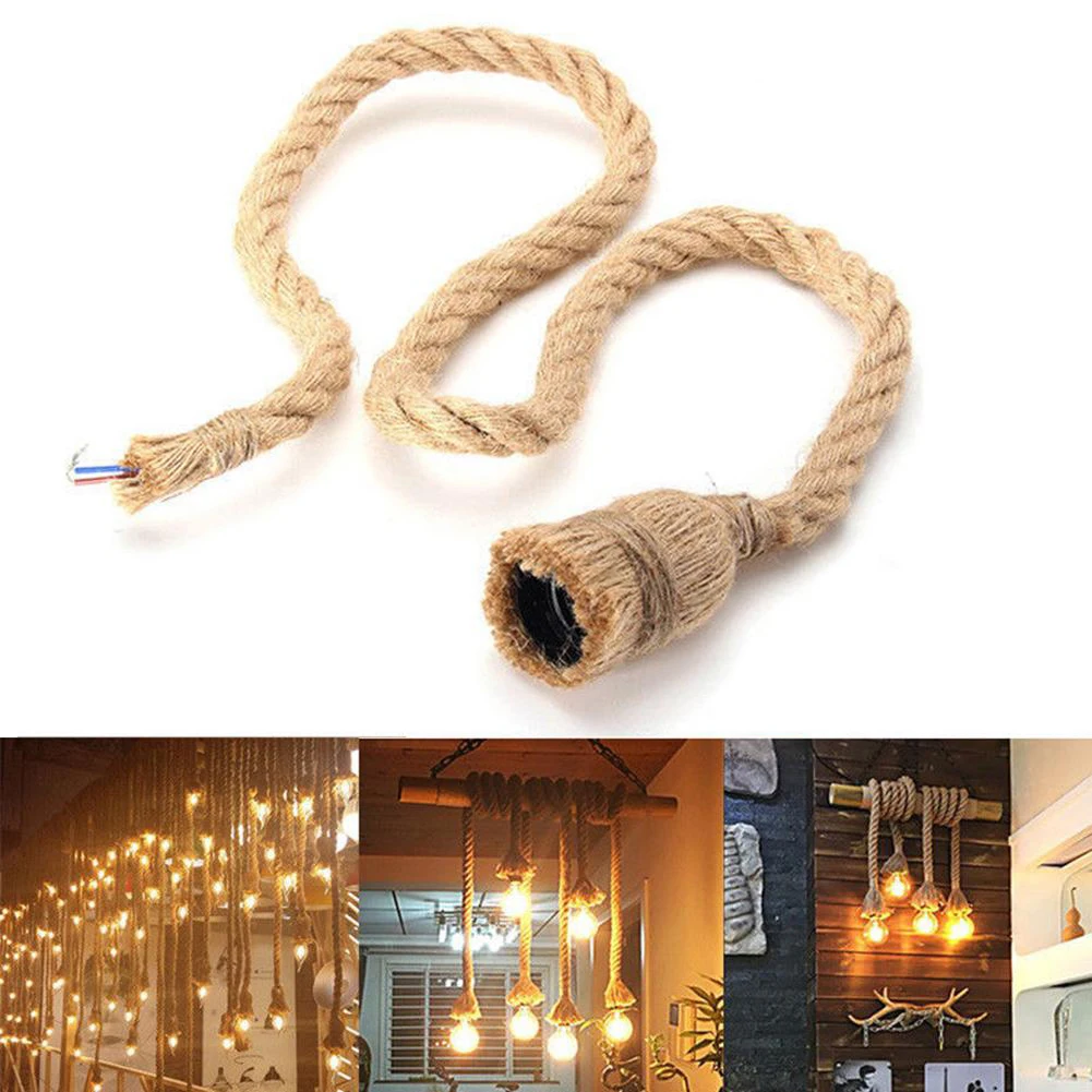 E27 держатель для лампы винтажный пеньковый трос электрический провод DIY Edison лампа