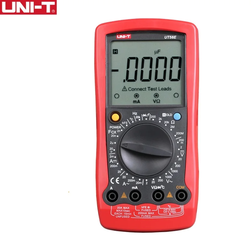 UNI-T UT58E General Digital Multimeters Full Icon LCD DisplayTemperature Frequency Capacitance Diode Transistor AC/DC Tester
UNI-T UT58E General Digital Multimeters Full Icon LCD DisplayTemperature Frequency Capacitance Diode Transistor AC/DC Tester