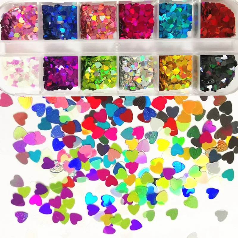 12 Grids Heart Nail Glitter Flakes 3D Sweet Sequins Holo Design Nail Art Decorations Decals Valentine's Day Accessories Manicure
12 Grids Heart Nail Glitter Flakes 3D Sweet Sequins Holo Design Nail Art Decorations Decals Valentine's Day Accessories Manicure