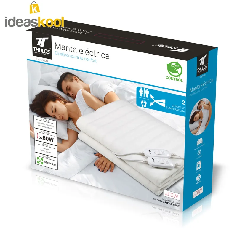 Electric heating blanket, heated beds, 2 sizes. 2 temperature levels, washable with power: 60W. THULOS
Electric heating blanket, heated beds, 2 sizes. 2 temperature levels, washable with power: 60W. THULOS
