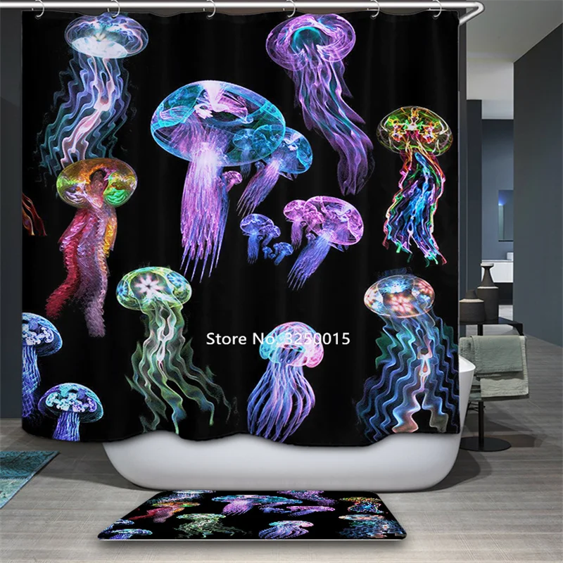 Black and White Jellyfish Zebra Plaid Shower Curtain Bathroom Waterproof Mildewproof Belt Hook Adult Bathroom Decoration Popular
Black and White Jellyfish Zebra Plaid Shower Curtain Bathroom Waterproof Mildewproof Belt Hook Adult Bathroom Decoration Popular