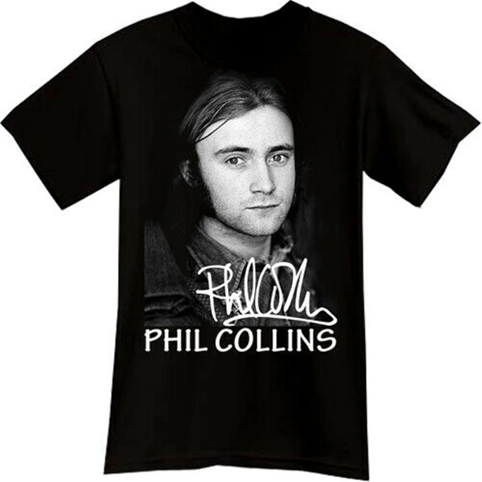 Черная футболка Phil Collins Rock Band Singer Music Cd Album размер S 2Xl ретро с круглым