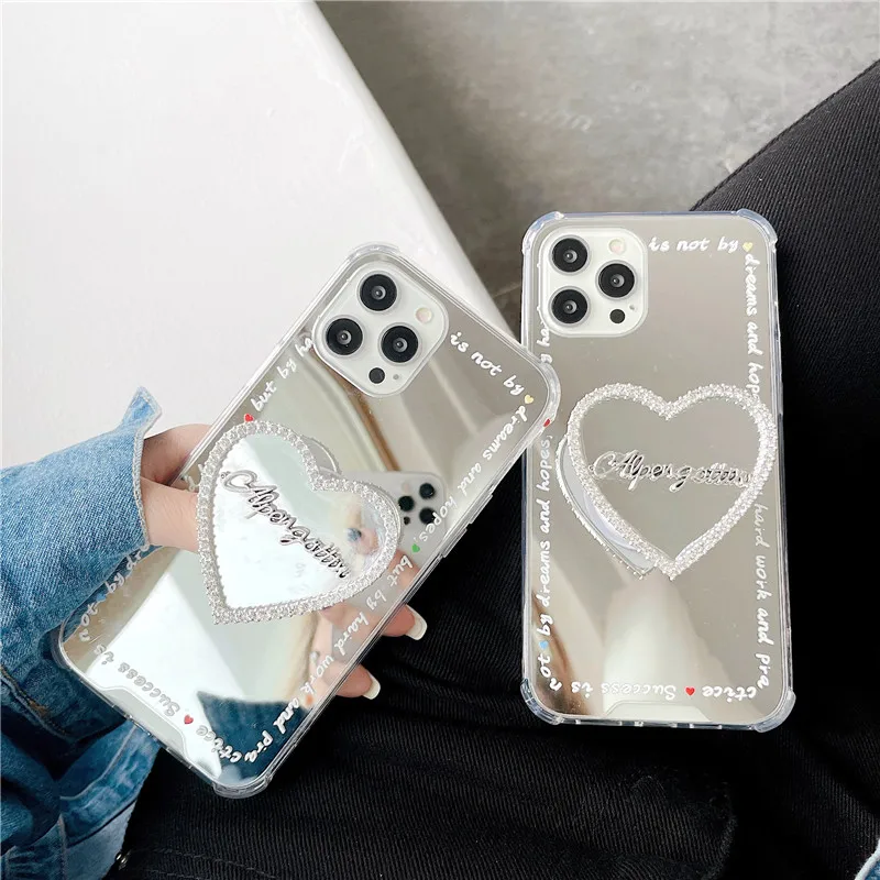 Cute 3D Bling Diamond love heart mirror Phone case For iphone 12 11 pro max mini XS MAX XR X SE2 7 8 Plus Anti-knock back cover
Cute 3D Bling Diamond love heart mirror Phone case For iphone 12 11 pro max mini XS MAX XR X SE2 7 8 Plus Anti-knock back cover