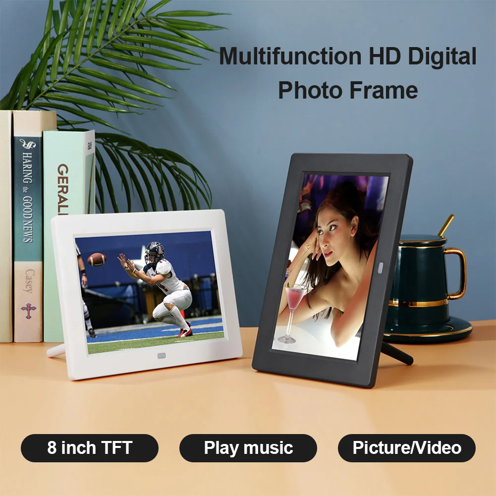 

8-дюймовая HD Цифровая фоторамка 1280x800 HD ультратонкий TFT светодиодный электронный фотоальбом ЖК фото музыка воспроизведение фоторамки