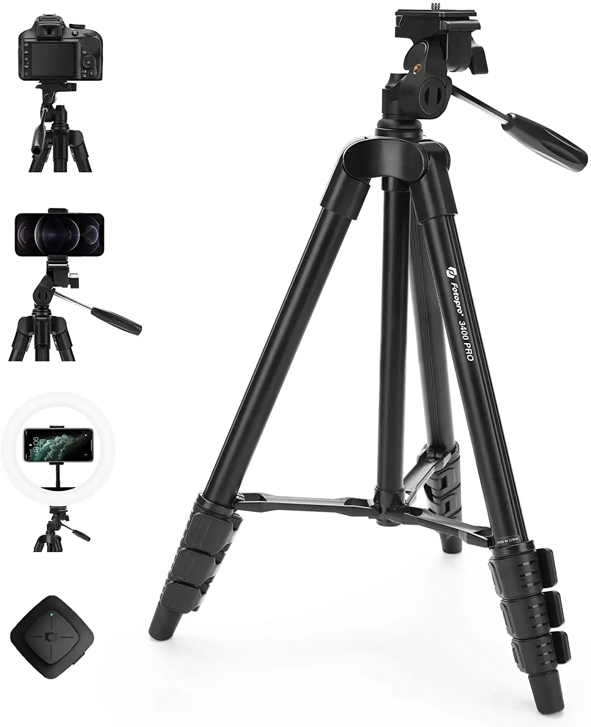 Phone Tripod, Fotopro Camera Tripod Stand, 48" Extendable Aluminum Lightweight Tripod for iPhone/Android Phone/Cameras/DSLR
Phone Tripod, Fotopro Camera Tripod Stand, 48" Extendable Aluminum Lightweight Tripod for iPhone/Android Phone/Cameras/DSLR