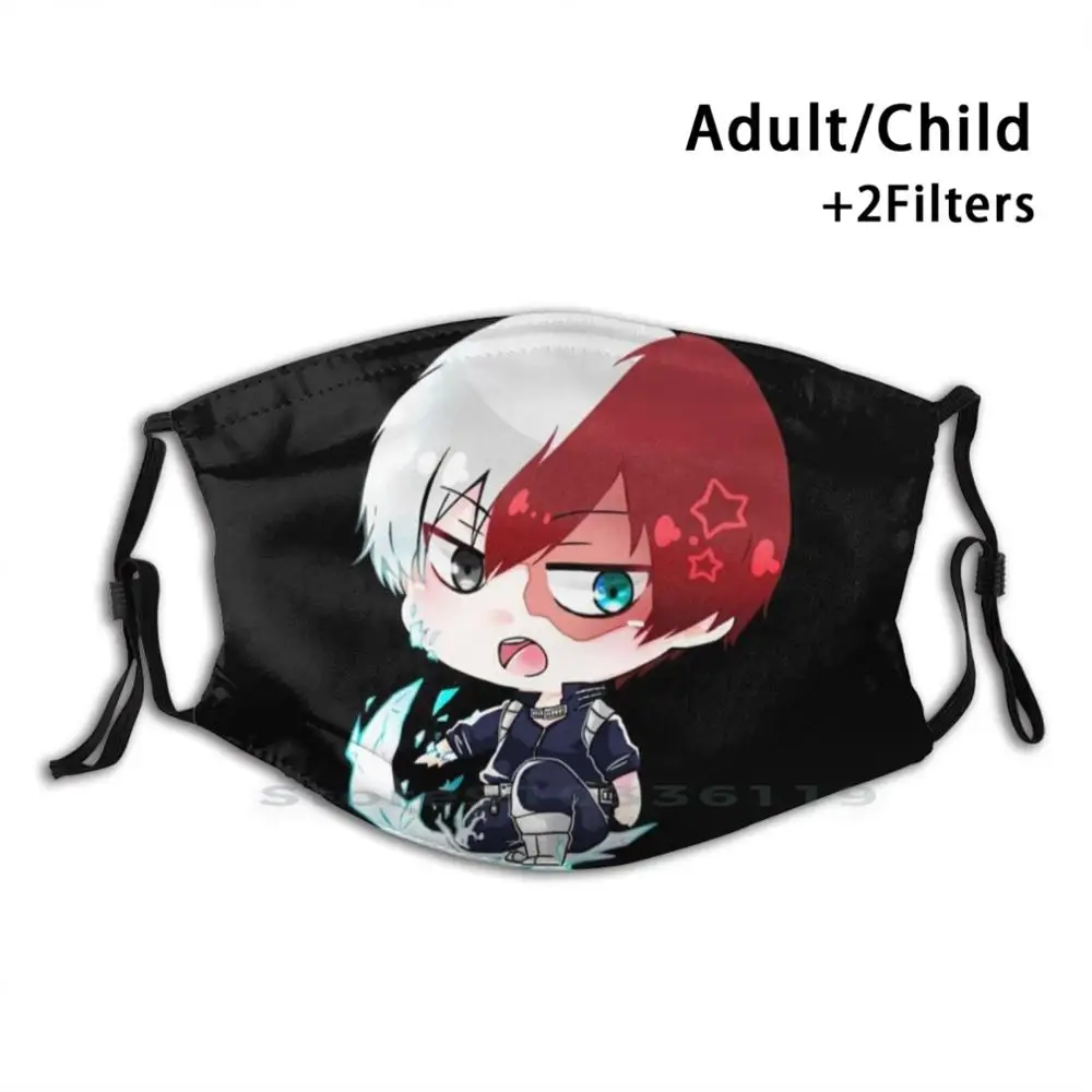 Chibi шото Тодороки многоразовая маска для лица с фильтрами детей мидория герой
