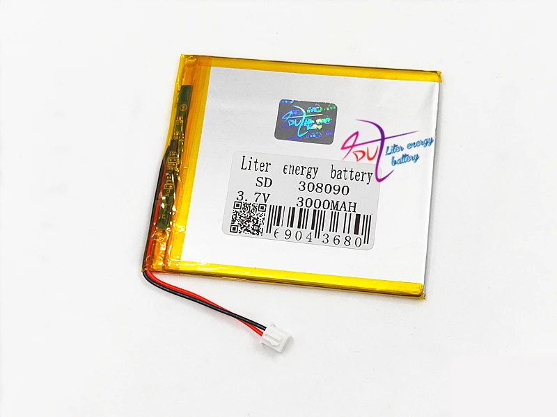 JST XH 2 54 мм 308090 3 7 в 3000 мАч разъем литий-полимерный аккумулятор для Mp3 DVD GPS динамик |