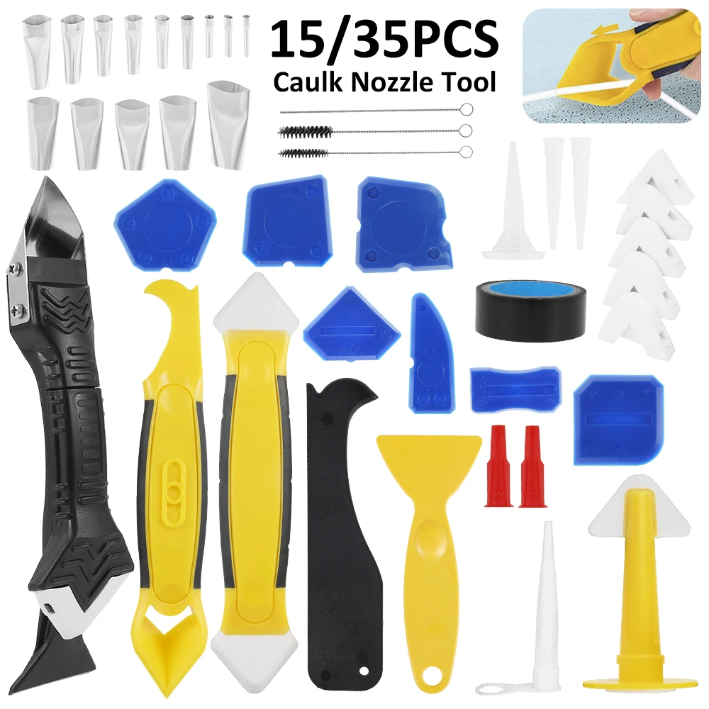 3 in 1 Caulking Tools Kit Caulk Finishing Tool Caulking Finisher Nozzle Glue Scraper Remover Set Spatula Sealant Removal Tool #8
3 in 1 Caulking Tools Kit Caulk Finishing Tool Caulking Finisher Nozzle Glue Scraper Remover Set Spatula Sealant Removal Tool #8