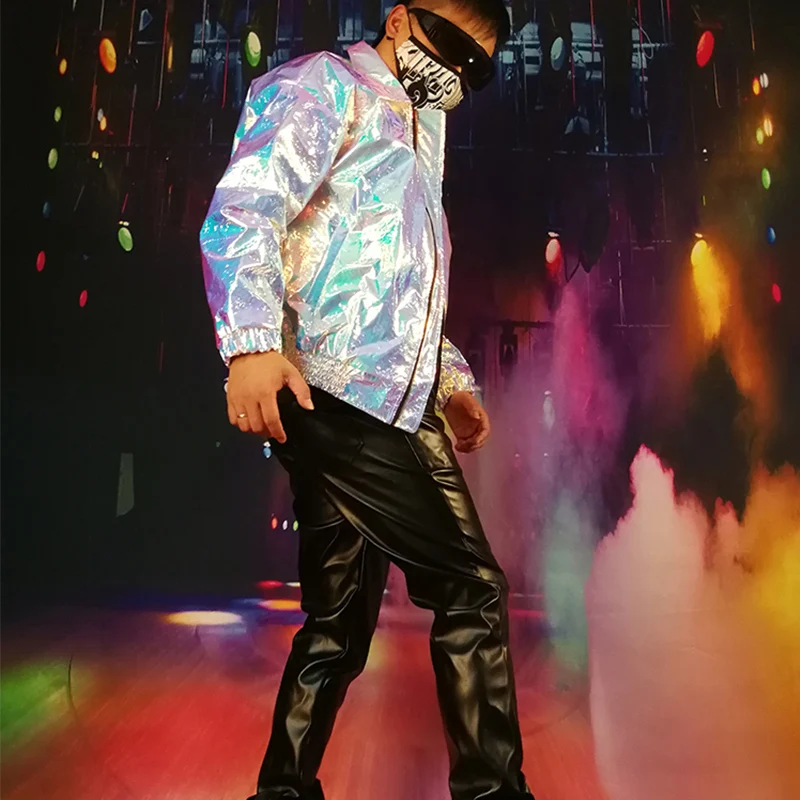 Men Cool Laser Silver Jacket Custom Made Party Super Star Stage Costume Male Fashion Casual Hip Hop Coat
Men Cool Laser Silver Jacket Custom Made Party Super Star Stage Costume Male Fashion Casual Hip Hop Coat