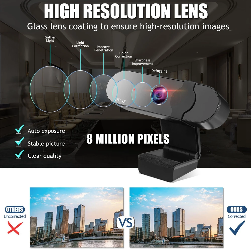 4K Web Camera PC Webcam 2K USB Auto Focus Web Camera With Microphone for Live Broadcast Video Calling Conference Beauty Webcam
4K Web Camera PC Webcam 2K USB Auto Focus Web Camera With Microphone for Live Broadcast Video Calling Conference Beauty Webcam