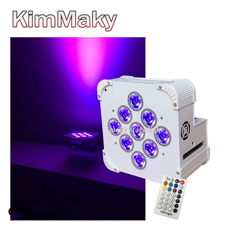Free shipping 1pcs Stage Light White Housing 9*18W RGBWA UV 6Square Slim Led Par Cans Battery Wireless Control Wedding uplights | Освещение