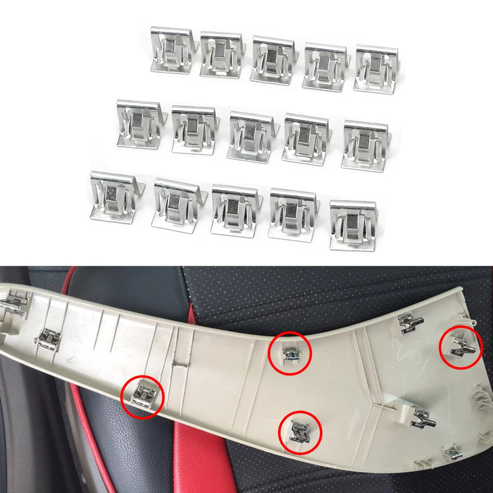 

15Pcs Car Fasteners Console Dash Dashboard Interior Trim Plate Fixed Metal Clip Buckle Universal Retainer Rivet Auto Accessories