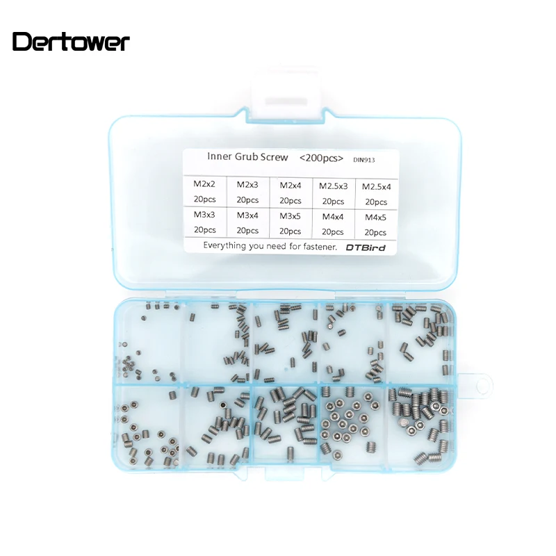 200Pcs/set M2 M2.5 M3 M4 DIN913 304 Stainless Steel Metric Thread Grub Screw Concave Flat Hexagon Socket Set Screws Headless Kit
200Pcs/set M2 M2.5 M3 M4 DIN913 304 Stainless Steel Metric Thread Grub Screw Concave Flat Hexagon Socket Set Screws Headless Kit