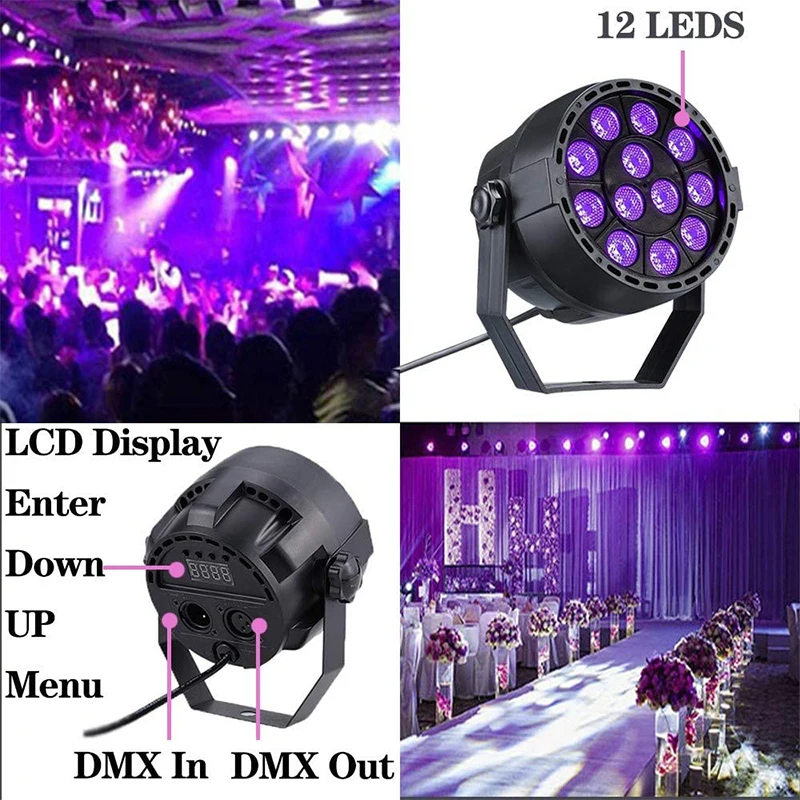 2Pcs 12 LEDs Ultraviolet Par Lights DMX512 Control UV Disinfection Lamp Sound Activated Projector for Indoor Bar Wedding School
2Pcs 12 LEDs Ultraviolet Par Lights DMX512 Control UV Disinfection Lamp Sound Activated Projector for Indoor Bar Wedding School