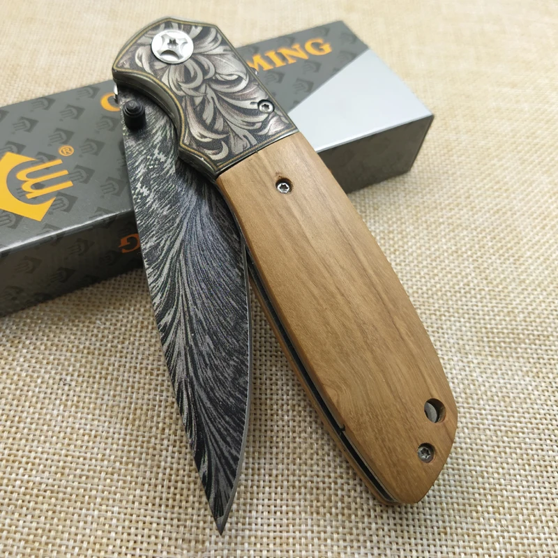 Pocket Knives Camping wood Handle Survival Knife Multifunction Outdoor Tactical Rescue Tools Folding Blade Hunting | Инструменты