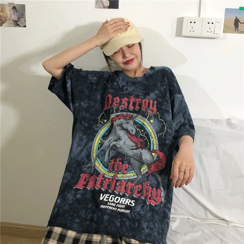 2021 Hot Spring And Summer European And American New Ladies Loose Short-Sleeved Round Neck Tie-Dye Rrinted T-Shirt Top Trend
2021 Hot Spring And Summer European And American New Ladies Loose Short-Sleeved Round Neck Tie-Dye Rrinted T-Shirt Top Trend