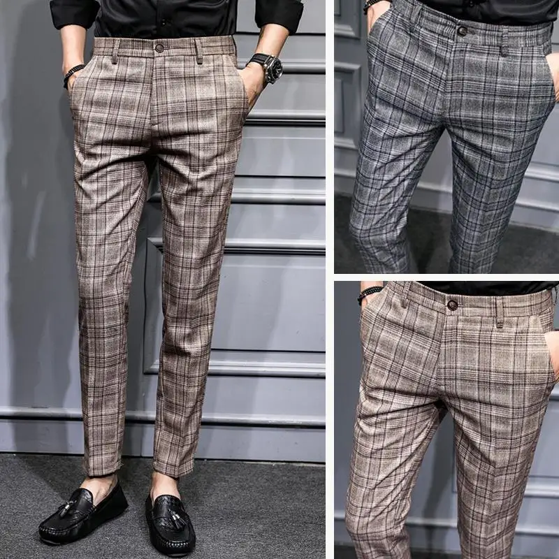 Plaid Men's Dress Pants Spring Korean Fashion Man Casual Straight Slim Pencil Pants Capri Suit Pants Male Streetwear Trousers
Plaid Men's Dress Pants Spring Korean Fashion Man Casual Straight Slim Pencil Pants Capri Suit Pants Male Streetwear Trousers