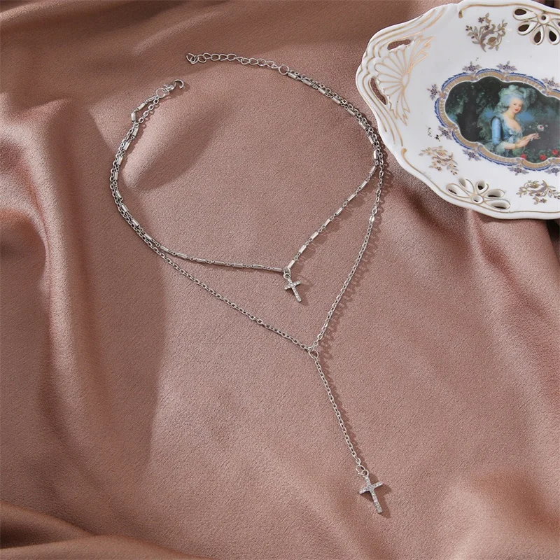 Fashion Gold Color Crystal Cross Necklaces Pendants Bohemian Double Layered Necklace Religious Christian Jewelry
Fashion Gold Color Crystal Cross Necklaces Pendants Bohemian Double Layered Necklace Religious Christian Jewelry