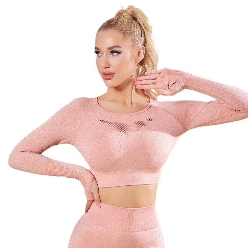 European and American New Style Knitted Seamless Sports Top Fitness Long-sleeved Tight-fitting Long-sleeved Top Women
European and American New Style Knitted Seamless Sports Top Fitness Long-sleeved Tight-fitting Long-sleeved Top Women