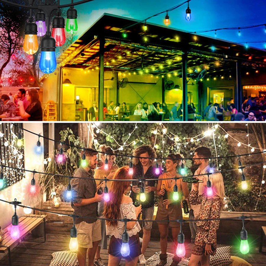 Уличная Рождественская гирлянда с 15 светодиодами сменные садовые светильники S14