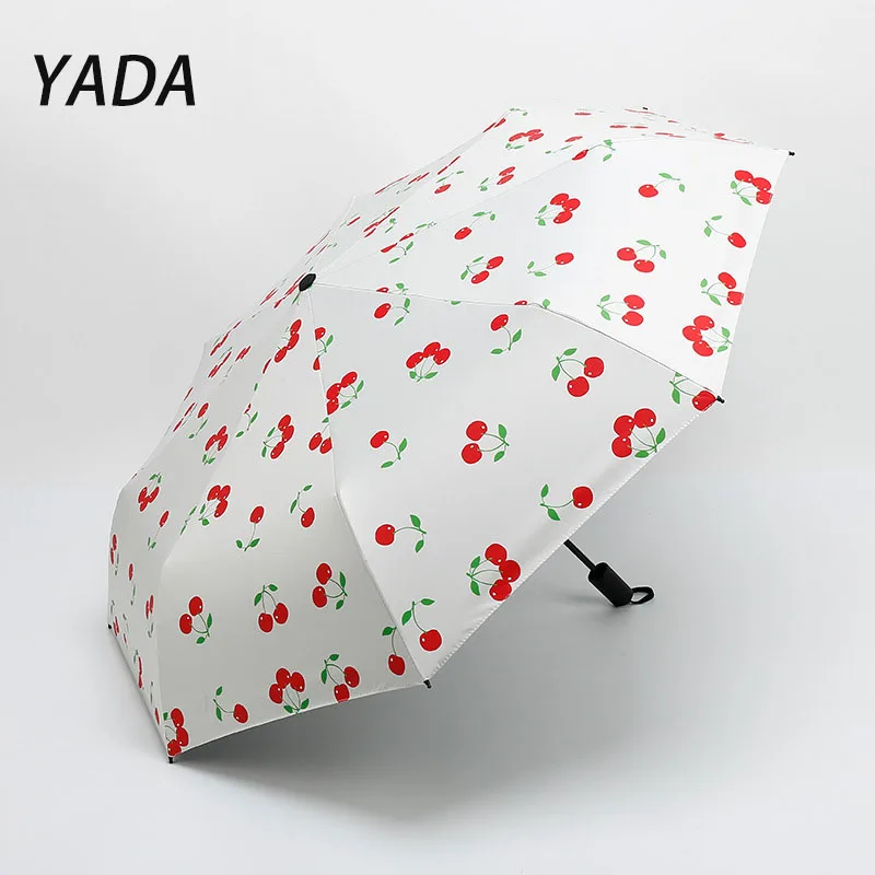 

YADA Fruit Cherry Banana Lemon Watermelon Pattern Umbrella Rain Uv Parasol For Womens Windproof Folding Umbrellas YS210025