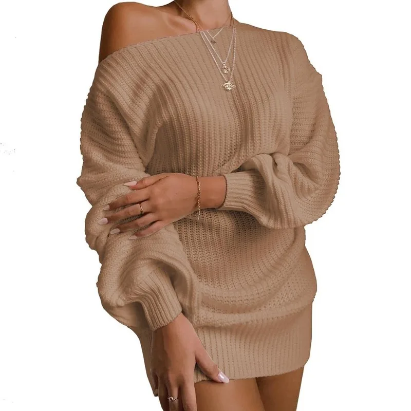 Autumn and Winter Women Off-the-shoulder Knitted Dress Female Solid Color Long-sleeved One-neck Loose Casual Street Style Dress
Autumn and Winter Women Off-the-shoulder Knitted Dress Female Solid Color Long-sleeved One-neck Loose Casual Street Style Dress