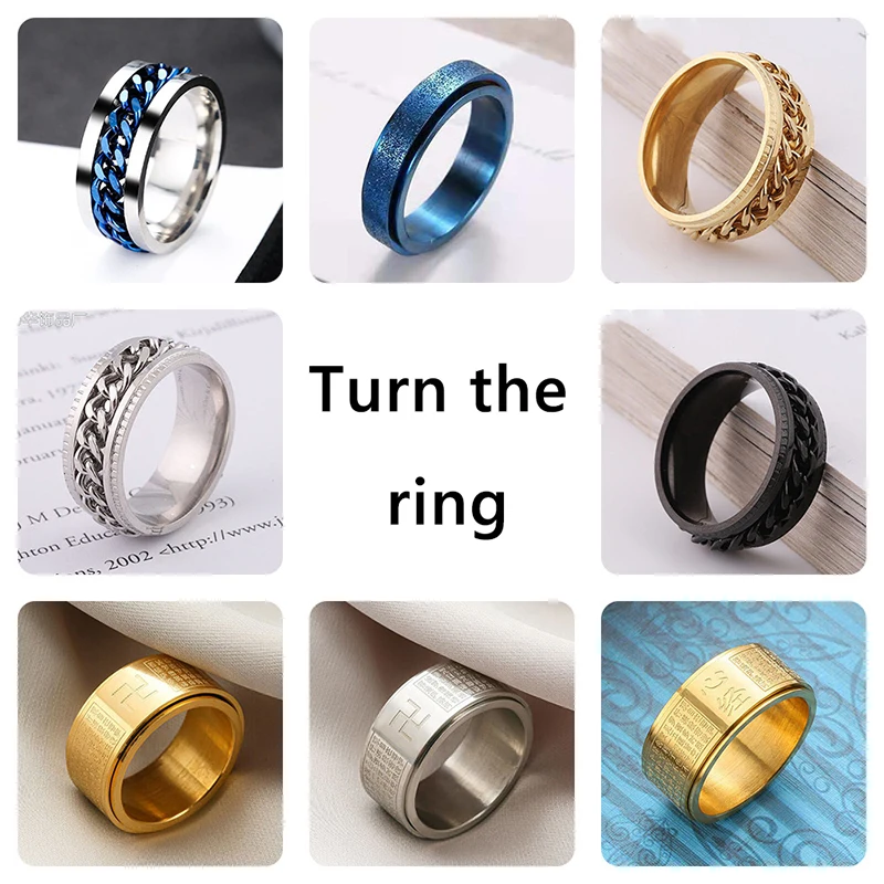 Cool stainless steel rotatable retro titanium steel men's ring high quality rotating chain punk ladies jewelry party gift
Cool stainless steel rotatable retro titanium steel men's ring high quality rotating chain punk ladies jewelry party gift