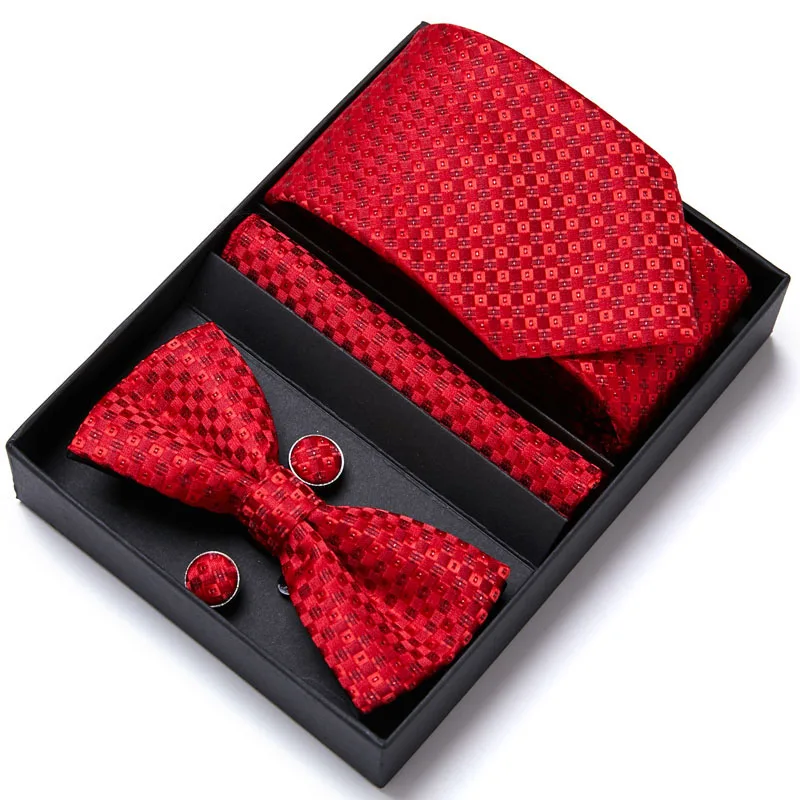 2021 Fashion 7.5 Wide Tie Sets Black Blue Red Men's Bowtie Hankerchiefs Cufflinks Box Wedding Gift Silk Handmade
2021 Fashion 7.5 Wide Tie Sets Black Blue Red Men's Bowtie Hankerchiefs Cufflinks Box Wedding Gift Silk Handmade