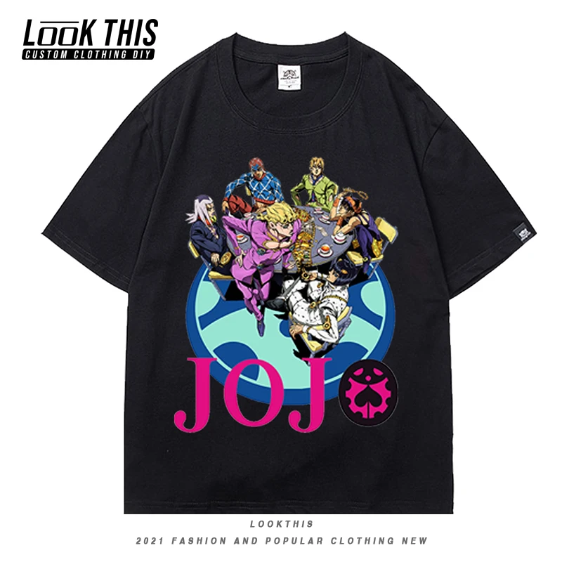 2021 Anime JoJo's Bizarre Adventure Summer T Shirt Men Harajuku Oversized T-shirt Boy Teen Graffiti Letter Short Sleeve T-shirts
2021 Anime JoJo's Bizarre Adventure Summer T Shirt Men Harajuku Oversized T-shirt Boy Teen Graffiti Letter Short Sleeve T-shirts