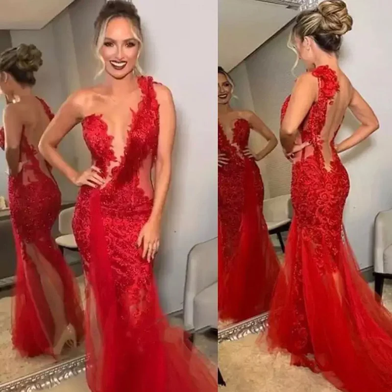 Ladies New Lace Dress Sexy Fishtail Evening Dress One-shoulder V-neck Slim And Elegant Temperament
Ladies New Lace Dress Sexy Fishtail Evening Dress One-shoulder V-neck Slim And Elegant Temperament