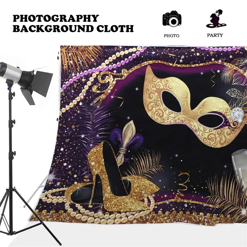 Masquerade Eye Mask High Heels Wine Cups Background Cloth Carnival Backdrop
Masquerade Eye Mask High Heels Wine Cups Background Cloth Carnival Backdrop