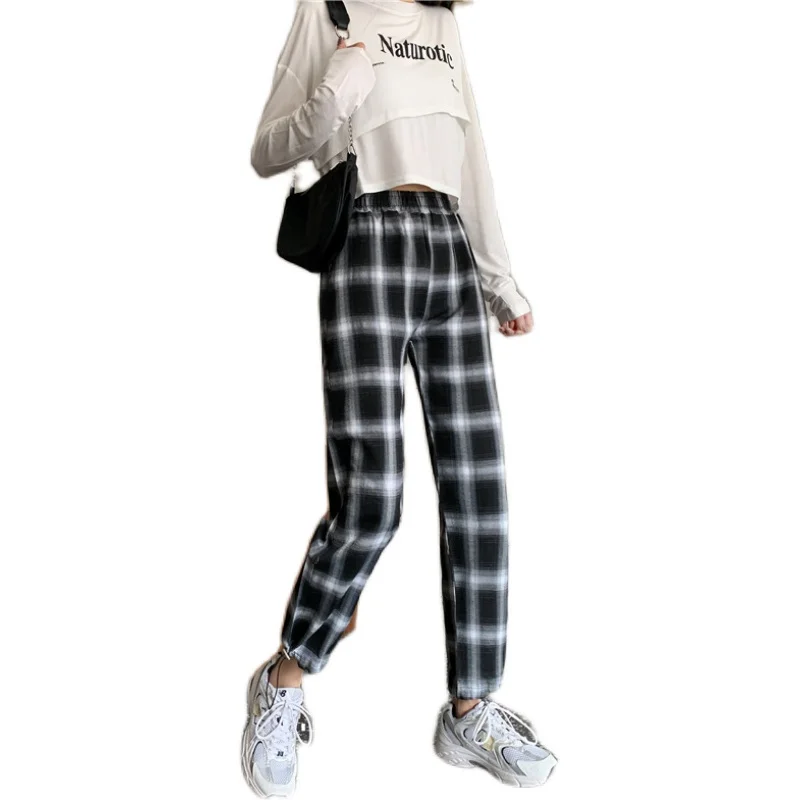 Fashion New Women Long Pants Large Size Female High Street Pladi Cotton Trousers Elastic Waist Black White Lattice Jogger Pant
Fashion New Women Long Pants Large Size Female High Street Pladi Cotton Trousers Elastic Waist Black White Lattice Jogger Pant