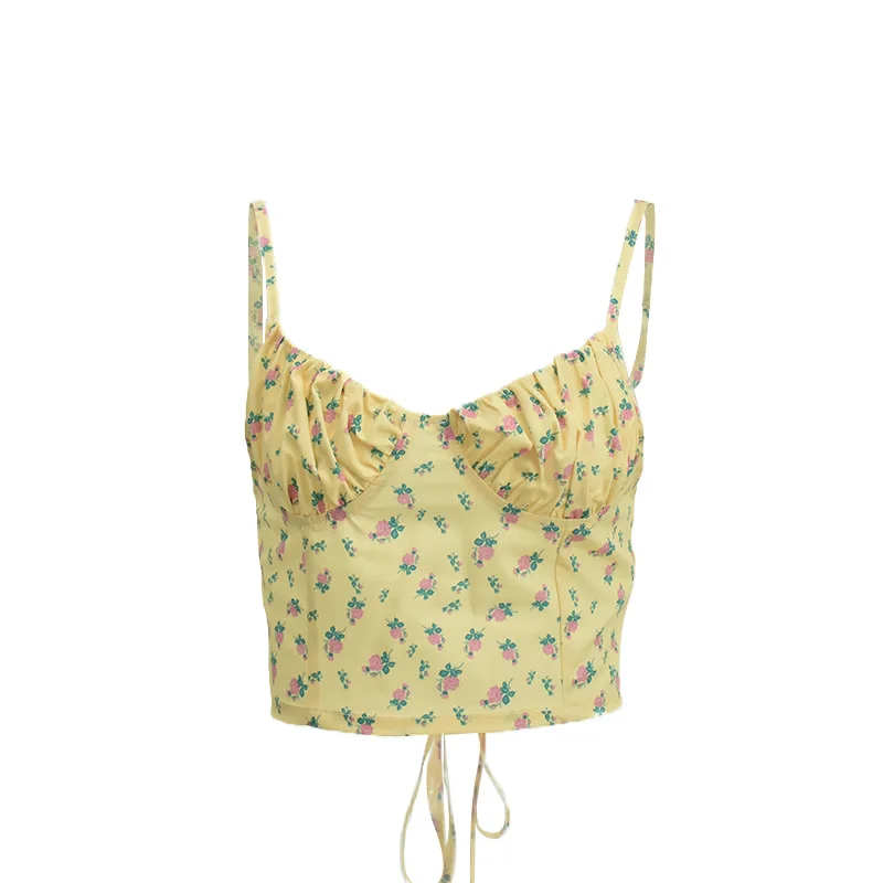 Yellow Floral Print Sleeveless Camis Crop Tops Sexy Backless Lace Up 2021 Summer Straps Cropped Top Feminino
Yellow Floral Print Sleeveless Camis Crop Tops Sexy Backless Lace Up 2021 Summer Straps Cropped Top Feminino