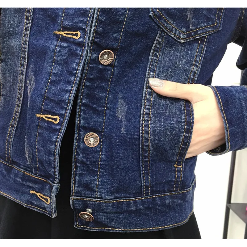 Plus Size Jean Jacket Women's Blue Bomber Short Denim Jackets Jaqueta Spring Autumn Long Sleeve Slim Casual Basic Jeans Coat 509 
Plus Size Jean Jacket Women's Blue Bomber Short Denim Jackets Jaqueta Spring Autumn Long Sleeve Slim Casual Basic Jeans Coat 509