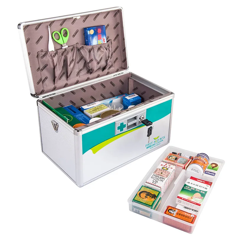 10 inch medical kit r8030 first aid household aluminum alloy portable safety medicine kit 
10 inch medical kit r8030 first aid household aluminum alloy portable safety medicine kit