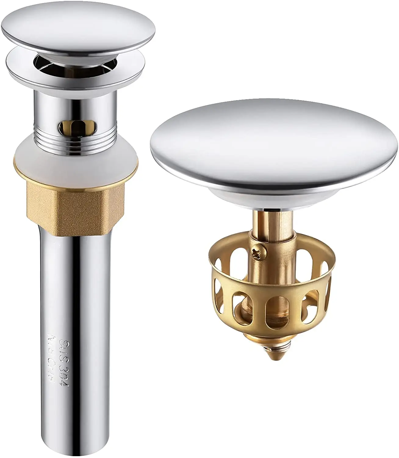 Bathroom Sink Drain with Strainer Basket Hair Catcher Anti Clog Pop Up Drain Stopper Vanity Vessel Sink with Overflow
Bathroom Sink Drain with Strainer Basket Hair Catcher Anti Clog Pop Up Drain Stopper Vanity Vessel Sink with Overflow