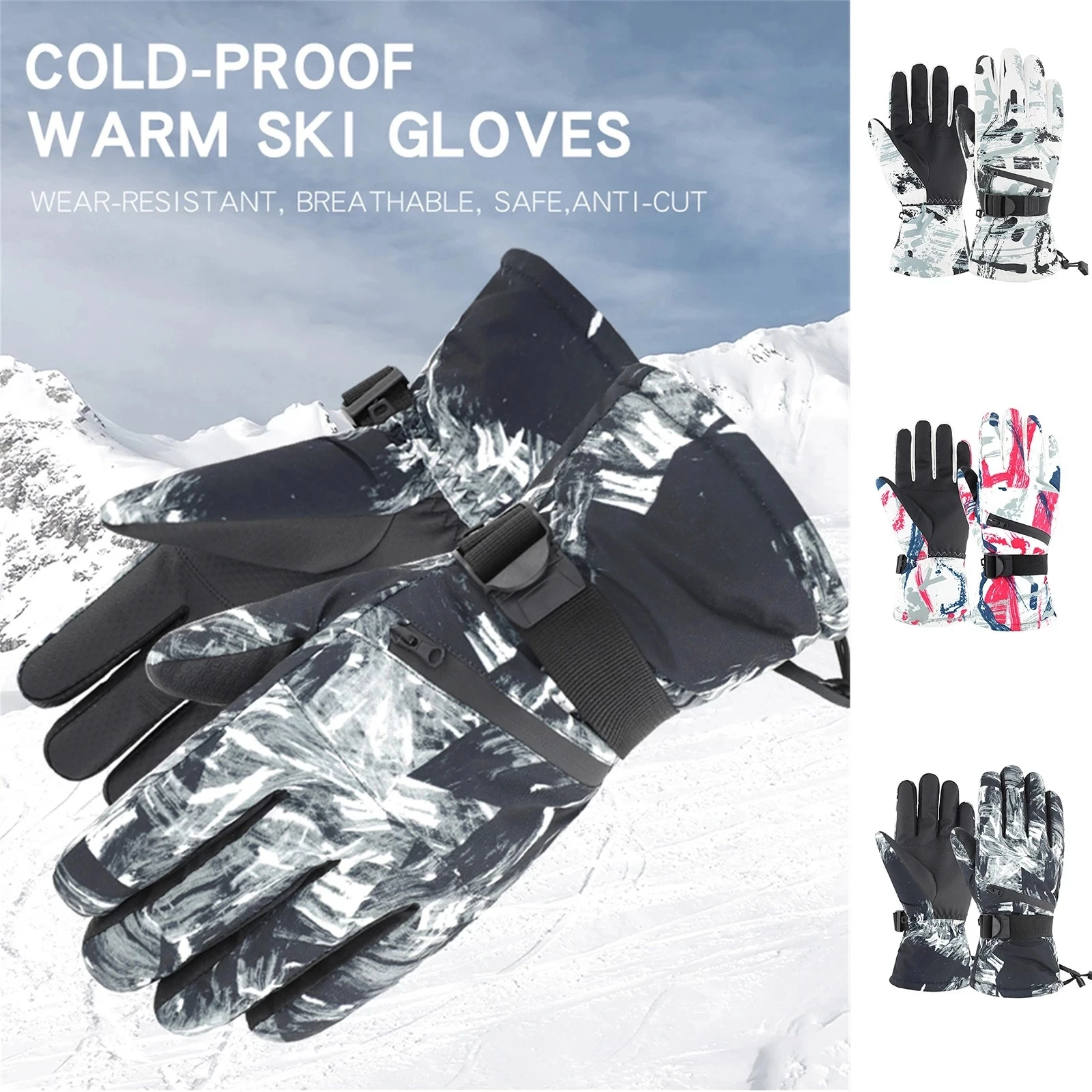 

Professional Ski Gloves Waterproof Warm Gloves Winter Windproof Touch Screen Mittens Sports Riding Thermal Snow Gloves