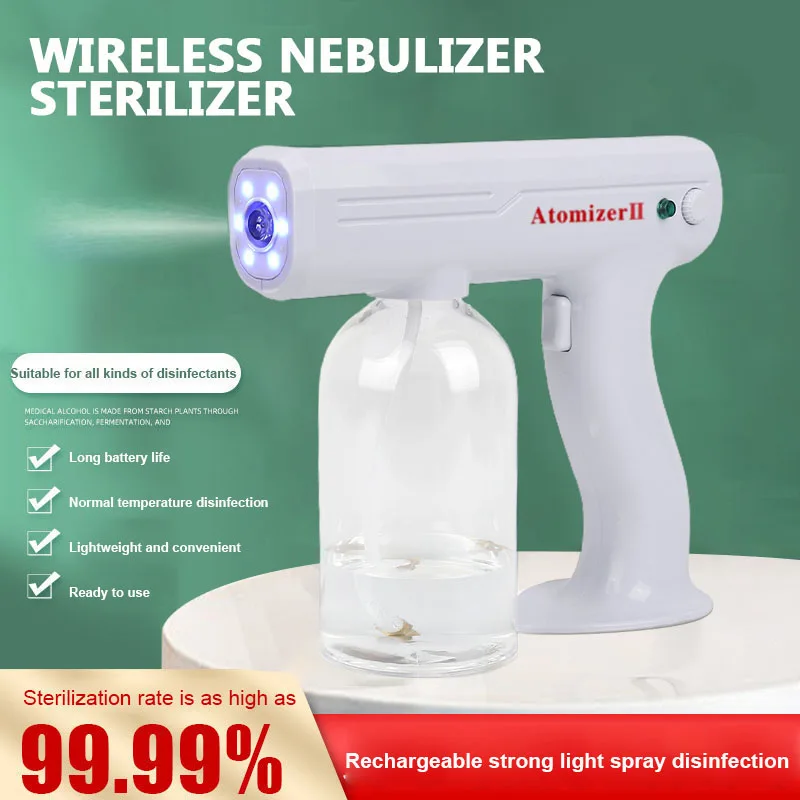 1PC Wireless-Nano Blue Light Steam Spray Disinfection Sprayer Gun 800ML USB Charging Home Disinfection Gun Machine Atomizer
1PC Wireless-Nano Blue Light Steam Spray Disinfection Sprayer Gun 800ML USB Charging Home Disinfection Gun Machine Atomizer