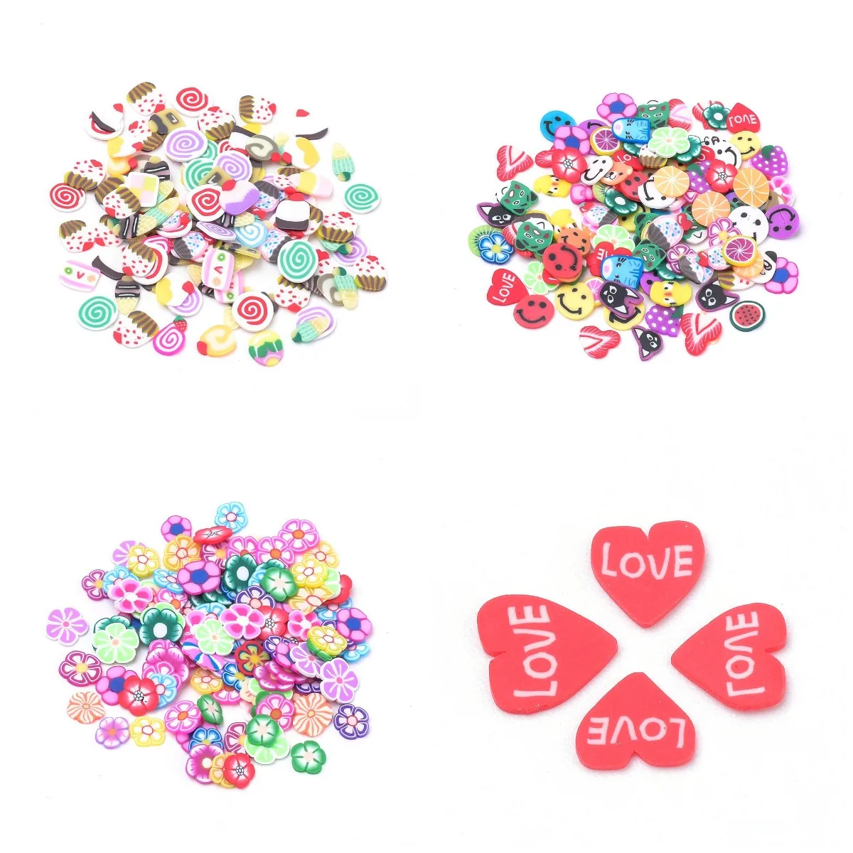 200Pcs/Bag Animals Flowers Fruits Mixed Shape Handmade Polymer Clay Slices For Nail Art Decor DIY Scrapbooking Jewelry Making
200Pcs/Bag Animals Flowers Fruits Mixed Shape Handmade Polymer Clay Slices For Nail Art Decor DIY Scrapbooking Jewelry Making