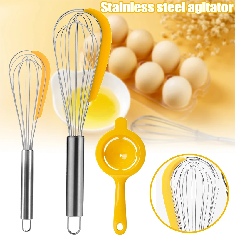 Egg Beater Set with Egg Separator Silicone Spatula and Stainless Steel Whisk Combo Kitchen Baking Cooking Tools GRSA889
Egg Beater Set with Egg Separator Silicone Spatula and Stainless Steel Whisk Combo Kitchen Baking Cooking Tools GRSA889