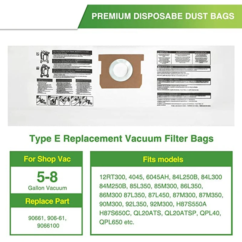 9Pcs Filter Bag Dust Bag for Shop-Vac 9066100 5-8 Gallon Series Vacuum Cleaner Parts Accessories
9Pcs Filter Bag Dust Bag for Shop-Vac 9066100 5-8 Gallon Series Vacuum Cleaner Parts Accessories